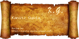 Kanitz Gyula névjegykártya